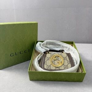 Gucci Beige Brown GG Mini Shoulder Bag with Gold Hardware